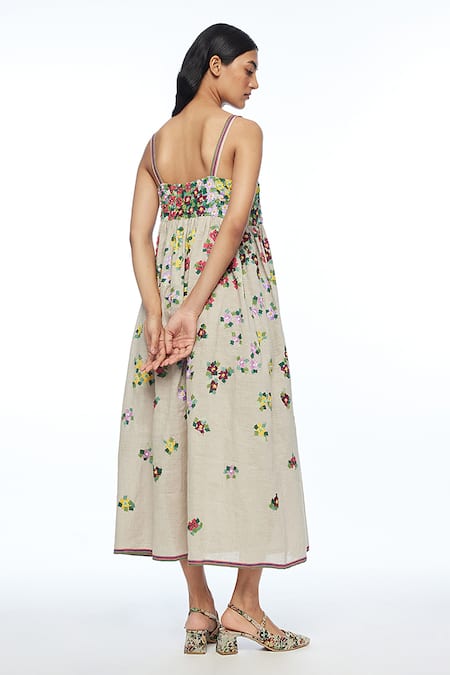Payal Pratap Abstract Applique Embroidered Strappy Dress 