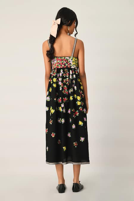 Payal Pratap Multi Abstract Applique Strappy Dress 