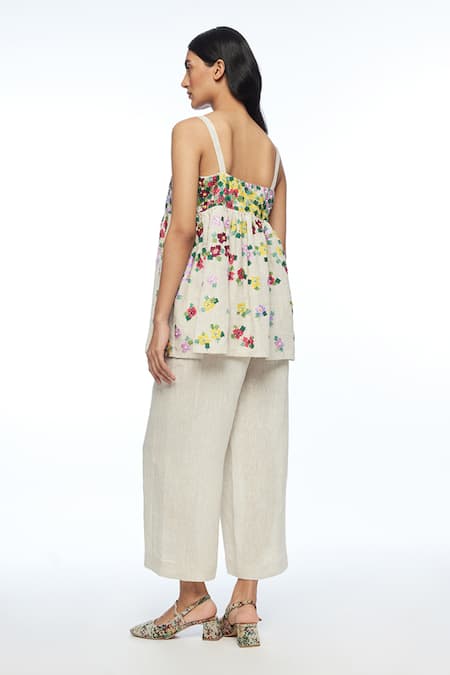 Payal Pratap Gracilipes Multi Abstract Applique Strap Top 