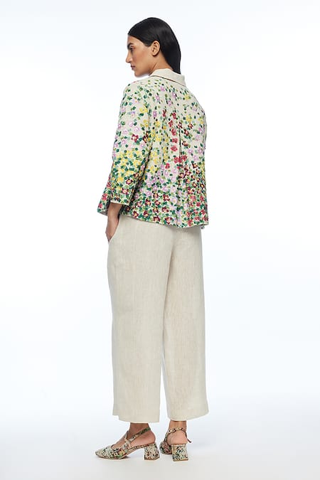 Payal Pratap A-Line Applique Collar Jacket 