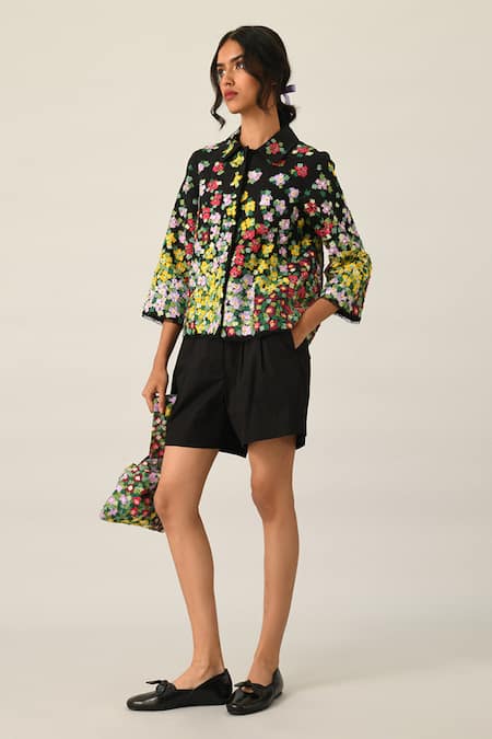 Payal Pratap Pleated Handloom Cotton Shorts 