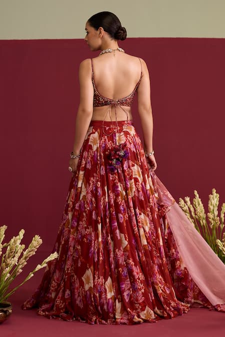Meesa Flora Print Lehenga Set 