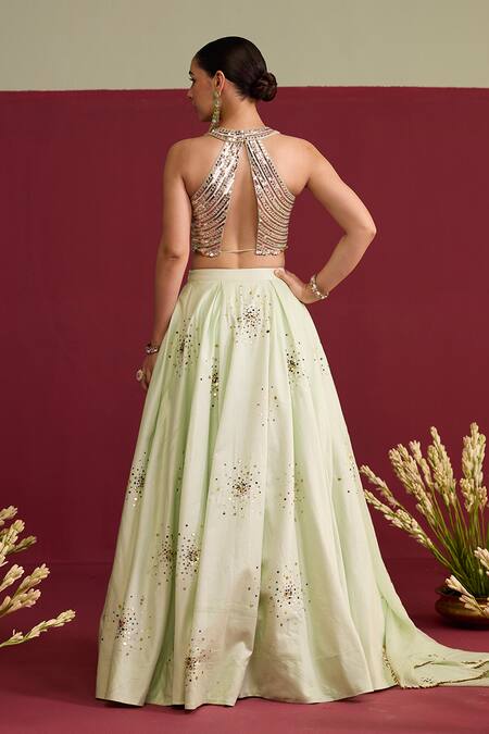 Buy_Meesa_Chanderi Silk Embroidery, Sequins, Gota Patti Halter Neck Msr-028_3v4lxi0ucdfmki _Online_at_Aza_Fashions