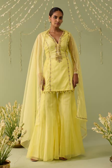 Meesa Organza Hand Embroidered Sharara Set 