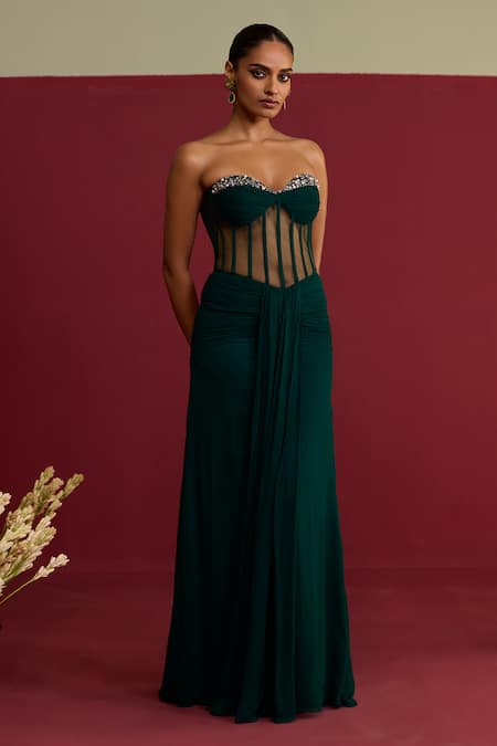 Meesa Chiffon Corset Bandeau Gown 