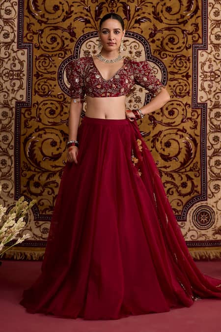 Meesa Embroidered Organza Lehenga Set 