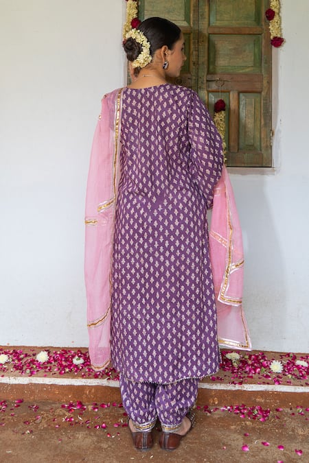 Maison Shefali Hand Block Print Kurta Salwar Set 