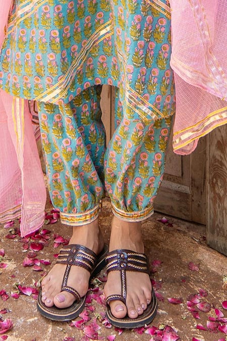 Buy Maison Shefali Green Cotton, Kota Doria Patti Hand Block Print Dhari Kurta Salwar Set Online at Aza Fashions Buy_Maison Shefali_Green Cotton, Kota Doria Patti Hand Block Print Dhari Kurta Salwar Set _Online_at_Aza_Fashions