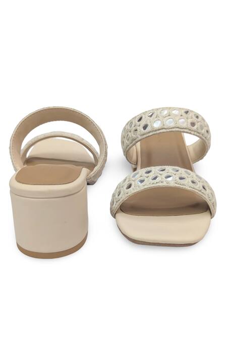 Shop_Devano_Mirrors, Embroidery Inaya Twin Strap Block Heels _Online_at_Aza_Fashions