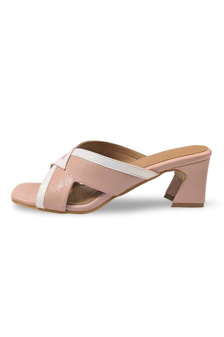 Devano_Pink Amara Cutout Block Heels _Online_at_Aza_Fashions