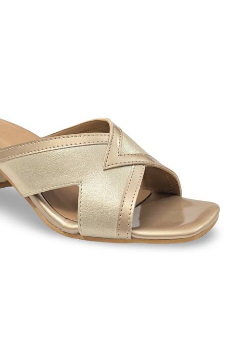 Shop_Devano_Gold Amara Cutout Block Heels _Online_at_Aza_Fashions