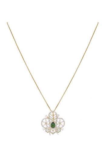 Sica Jewellery Green Stones, Alam Embellished Pendant Set Online at Aza Fashions Sica Jewellery_Green Stones, Alam Embellished Pendant Set _Online_at_Aza_Fashions
