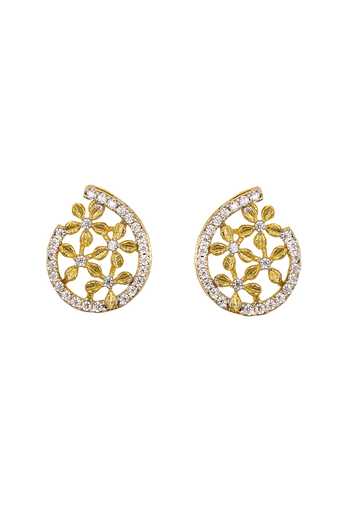 Buy_Sica Jewellery_Gold Plated Stones Elora Motif Pendant Set With Chain And Earrings _Online_at_Aza_Fashions