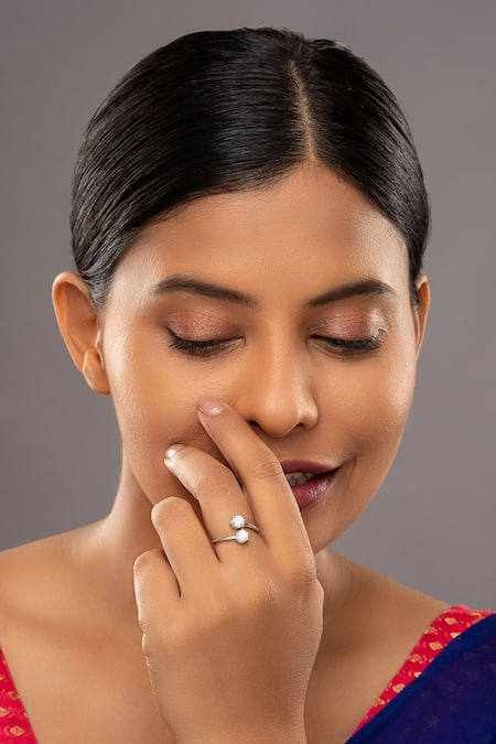 Sica Jewellery Silver Plated Stones Liora Two Embellished Open Ring 
