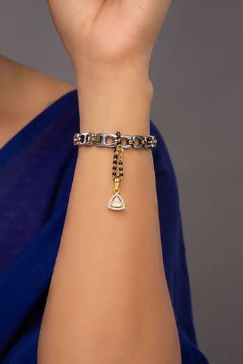 Sica Jewellery Anvika Triangle Stone & Beaded Gold Plated Watch Charm