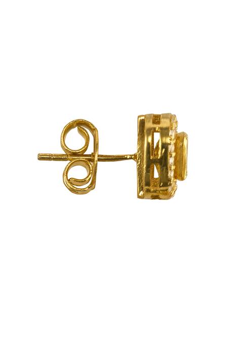 Sica Jewellery Yellow Stones Avira Stud Earrings With Screw Closure Online at Aza Fashions Sica Jewellery_Yellow Stones Avira Stud Earrings With Screw Closure _Online_at_Aza_Fashions