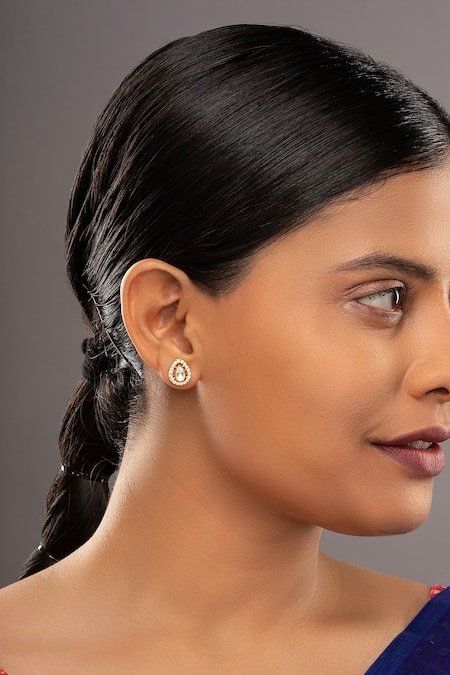 Sica Jewellery Gold Plated Crystals, Stones Avya Tear Drop Stud Earrings 
