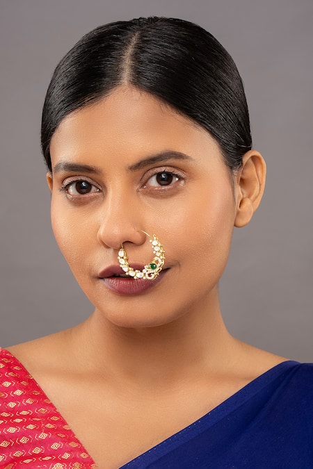 Sica Jewellery Khanak Stone Embellished Chandbali Nose Ring 