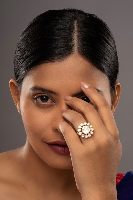 Sica Jewellery Zeraya Kundan & Stone Embellished Adjustable Ring 