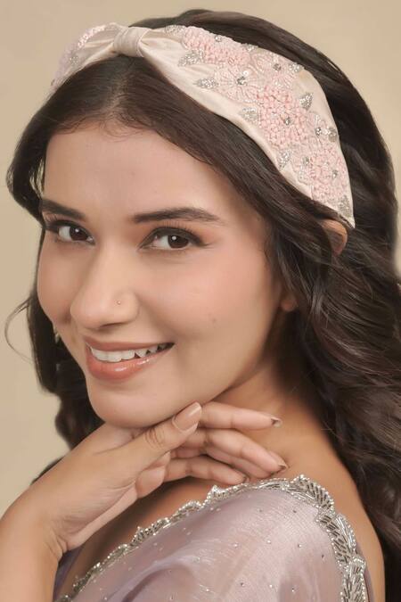 Shop_Hair Drama CO_Pink Beads, Stones Peony Embellished Knotted Hairband 