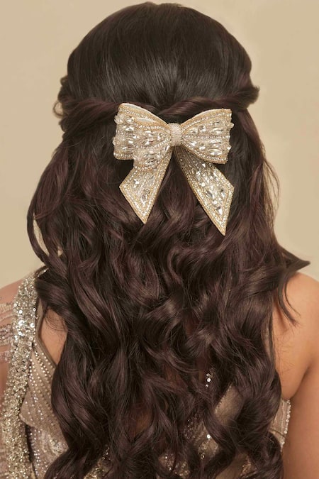 Hair Drama CO Embellished Crystal Hair Bow Barrette Clip 