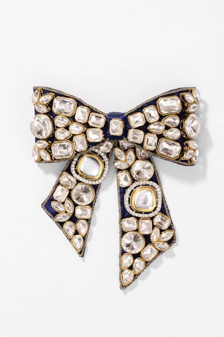 Hair Drama CO Embellished Kundan Bow Hair Clip 