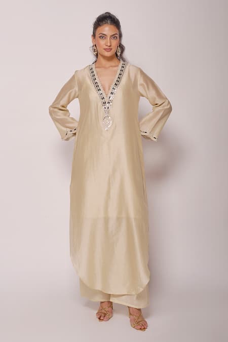 Ankita Dharman Ivory Pearl Kaftan & Pant Set 