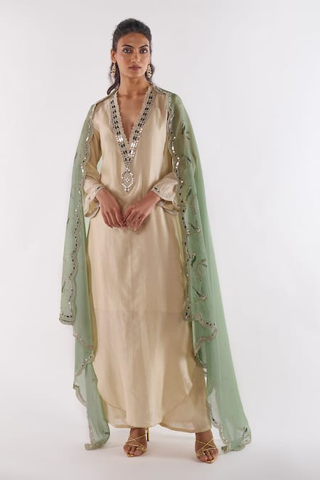 Ankita Dharman Ivory Pearl Kaftan Pant Set 