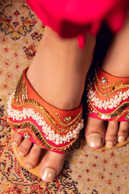 House Of Vitti India Albeli Embroidered Block Heels 