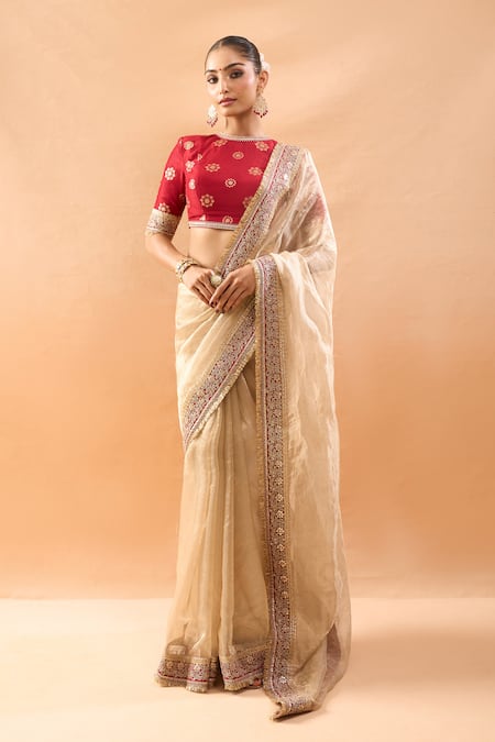 Gopi Vaid Tissue Organza Saree & Tussar Blouse 
