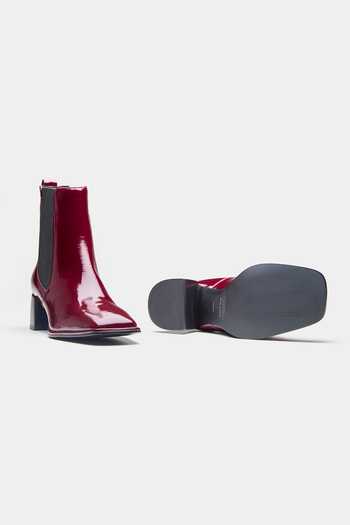Oroh_Burgundy Alma Manuela Patent Leather Ankle Boots _Online_at_Aza_Fashions