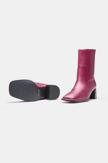 Oroh_Maroon Abigail Ankle Boots With Block Heel _Online_at_Aza_Fashions