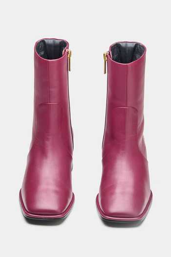 Shop_Oroh_Maroon Abigail Ankle Boots With Block Heel _Online_at_Aza_Fashions