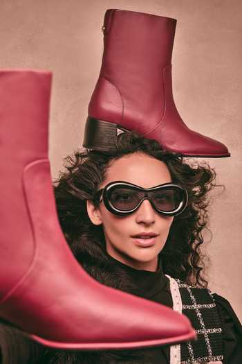 Oroh_Maroon Abigail Ankle Boots With Block Heel _at_Aza_Fashions
