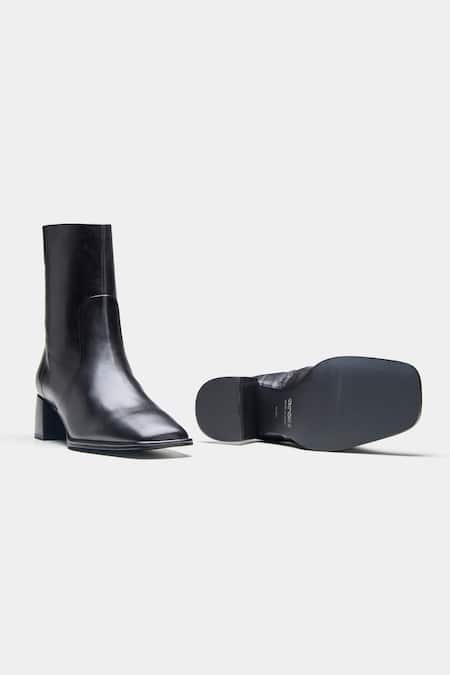 Oroh_Black Abigail Genuine Leather Block Heel Ankle Boots _Online_at_Aza_Fashions