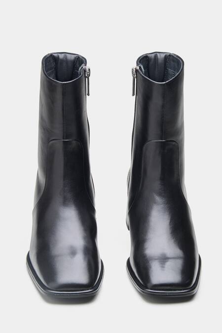 Buy_Oroh_Black Abigail Genuine Leather Block Heel Ankle Boots 