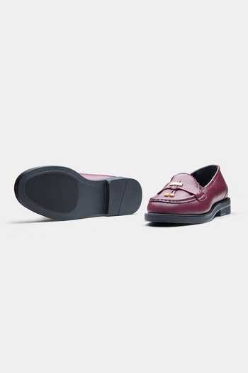 Oroh_Maroon Antonia Genuine Leather Loafers With Metal Accent _Online_at_Aza_Fashions
