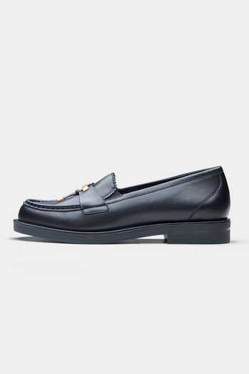 Shop_Oroh_Black Antonia Loafers With Gold-tone Tassel Detail _Online_at_Aza_Fashions