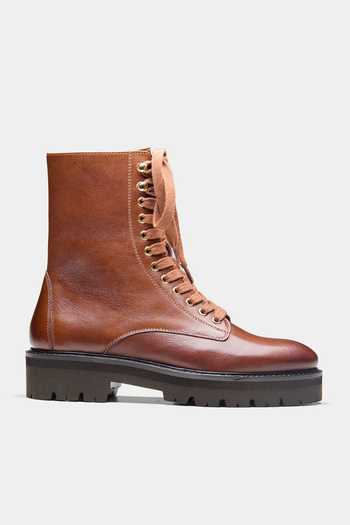 Shop_Oroh_Brown Esperanza Biker Ankle Boots _Online_at_Aza_Fashions