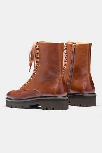 Oroh_Brown Esperanza Biker Ankle Boots _at_Aza_Fashions