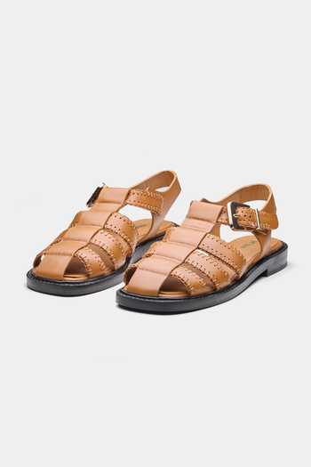 Oroh Maura Woven Strap Flats with Vintage Buckle 