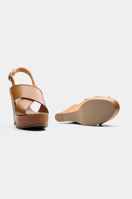 Oroh_Tan Gabriela Genuine Leather Wedge Sandals _Online_at_Aza_Fashions