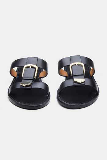 Buy_Oroh_Black Angela Genuine Leather Strap Flats With Metallic Buckle 