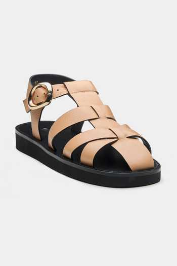 Shop_Oroh_Tan Francisca Cage-style Strap Flats 