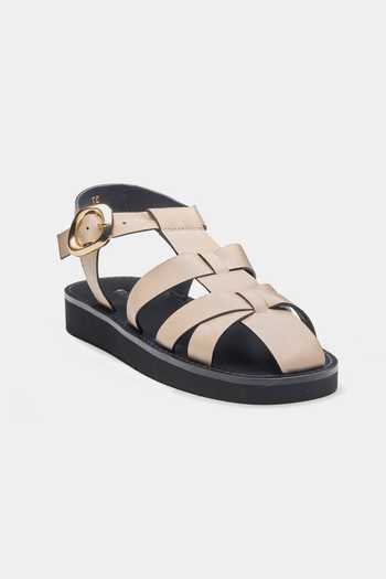 Oroh Beige Francisca Cage-style Strap Flats at Aza Fashions Oroh_Beige Francisca Cage-style Strap Flats _at_Aza_Fashions