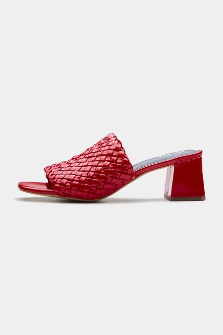 Buy_Oroh_Red Aurora Woven Textured Open Toe Block Heels _Online_at_Aza_Fashions