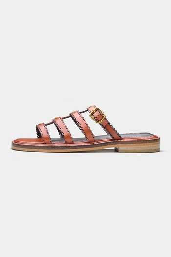 Shop Oroh Tan Ines Scallop Strap Buckle Detail Flats Online at Aza Fashions Shop_Oroh_Tan Ines Scallop Strap Buckle Detail Flats _Online_at_Aza_Fashions
