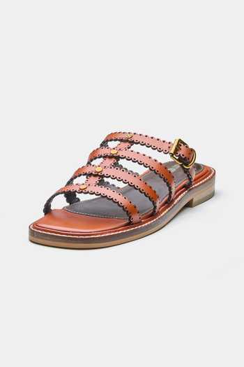 Oroh Tan Ines Scallop Strap Buckle Detail Flats at Aza Fashions Oroh_Tan Ines Scallop Strap Buckle Detail Flats _at_Aza_Fashions