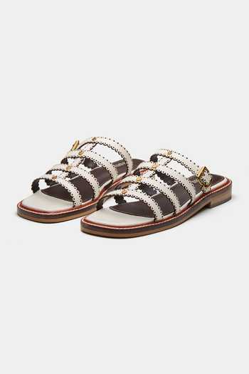 Buy Oroh Beige Ines Scalloped Strap Buckle Detail Flats at Aza Fashions Buy_Oroh_Beige Ines Scalloped Strap Buckle Detail Flats _at_Aza_Fashions