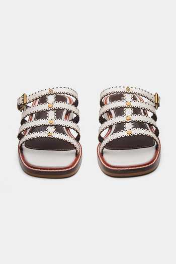 Shop Oroh Beige Ines Scalloped Strap Buckle Detail Flats at Aza Fashions Shop_Oroh_Beige Ines Scalloped Strap Buckle Detail Flats _at_Aza_Fashions